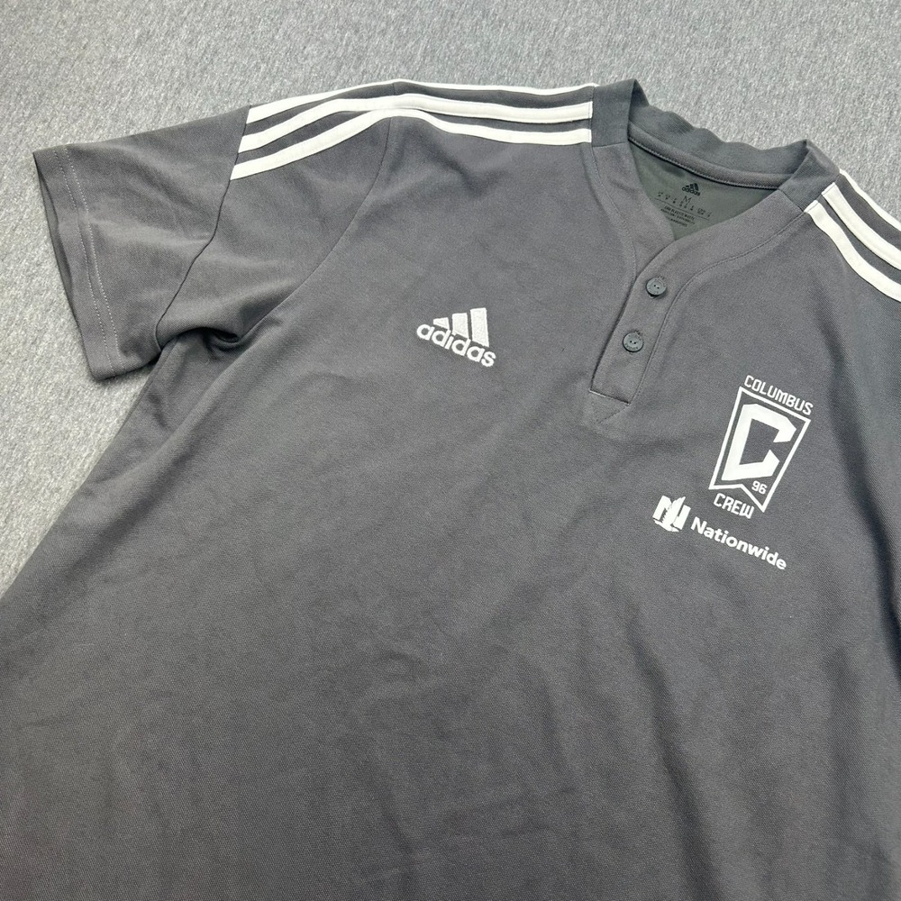 Adidas Aeroready Columbus Crew‎ Soccer Short Sleeve Polo Shirt Mens Medium Gray